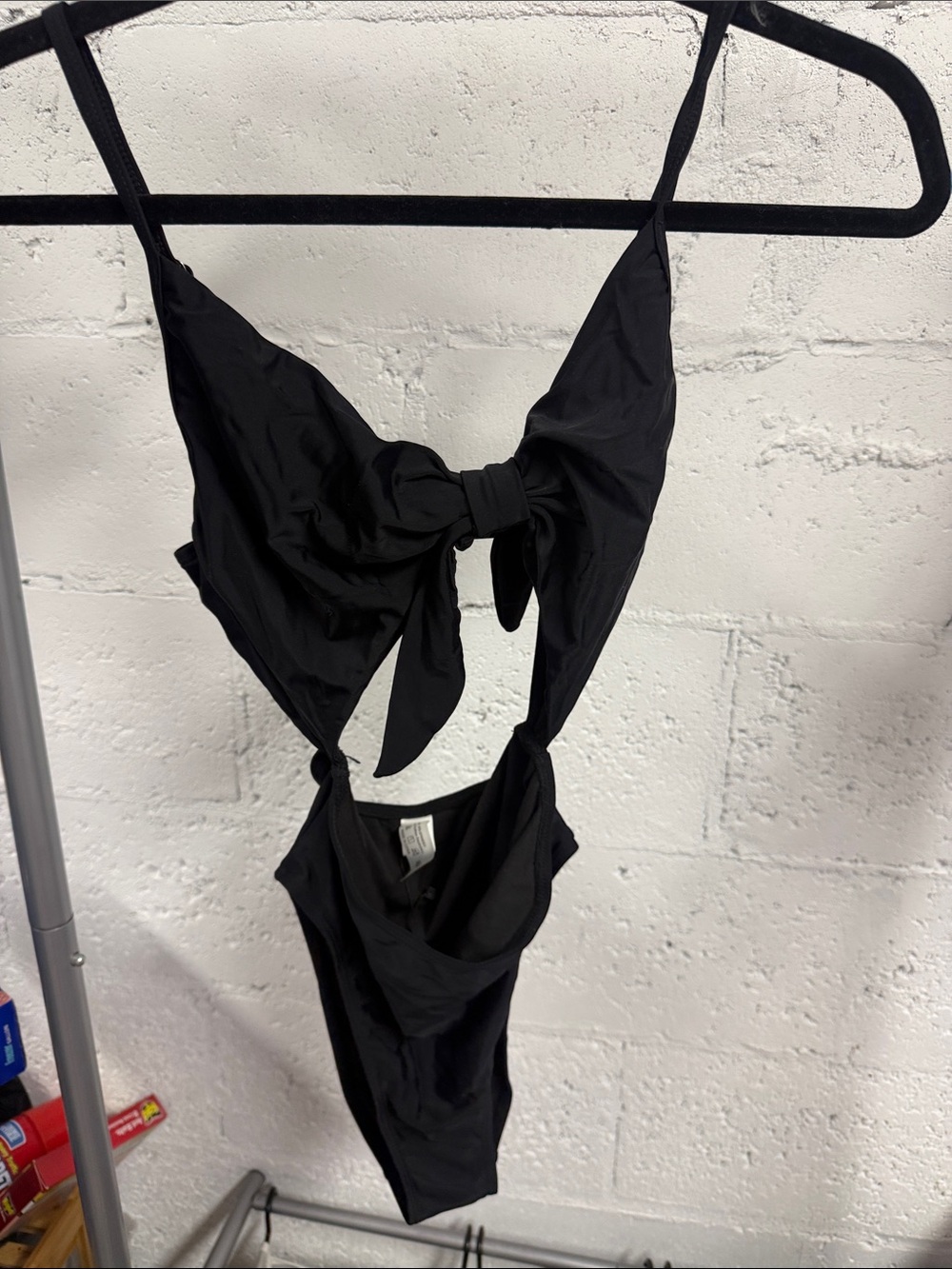 Black Tie-Front One-Piece Swimsuit Size XS Never Worn